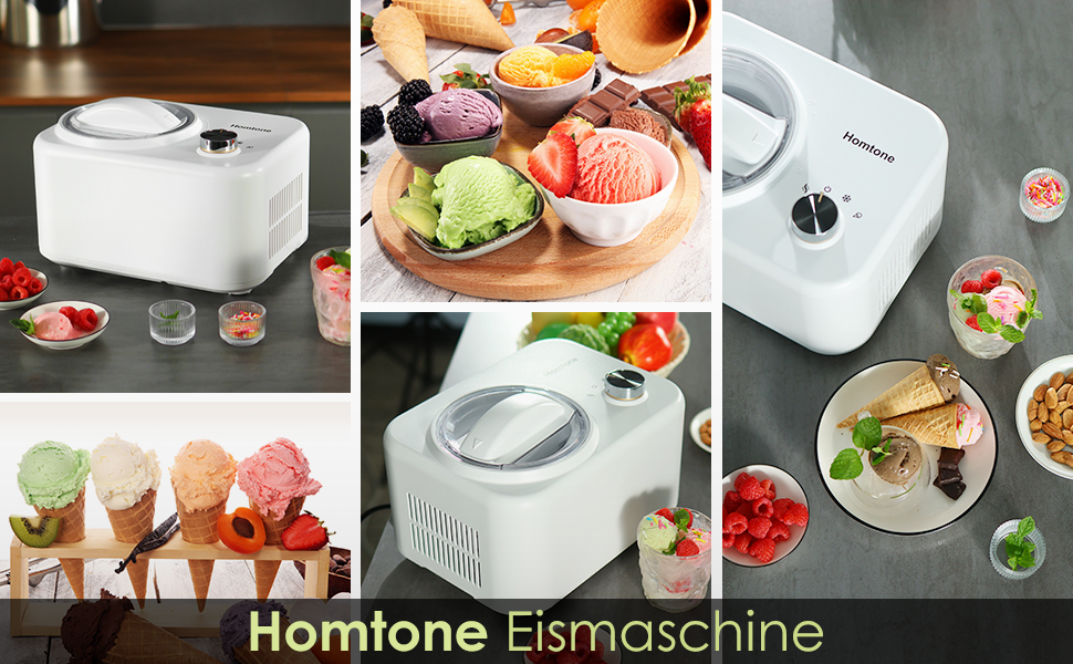 Amazon.de Homtone Eismaschine 0.8 L mit Kompressor 100 W, Ice Cream