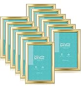 LaVie Home 4x6 Picture Frames (12 Pack, Gold) Simple Designed Photo Frame with High Definition Gl...