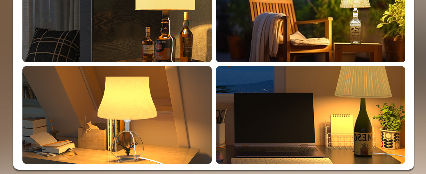 Klarlight DIY Bottle Lamp Kit E27, Wine Bottle Table Lamp, Bottle Light Adaptor Set, White Cable