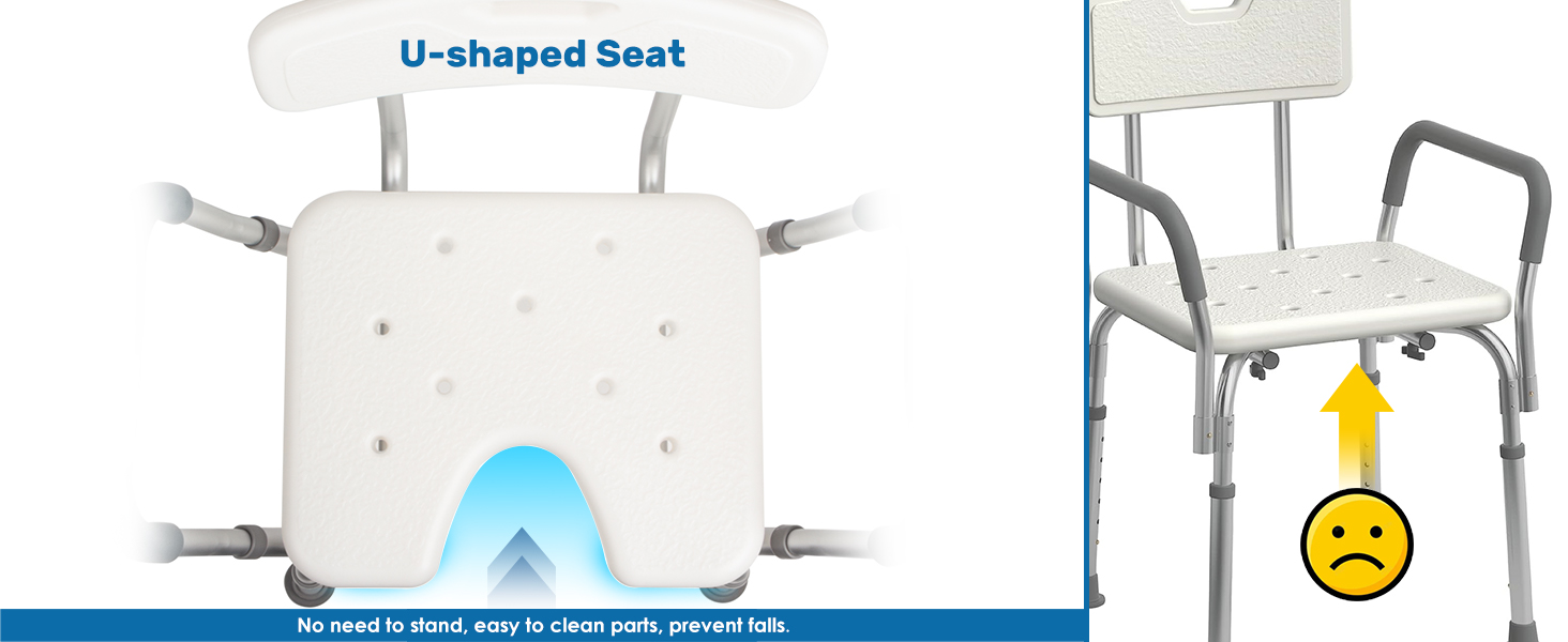 Shower Chair with Arms and Back Heavy Duty