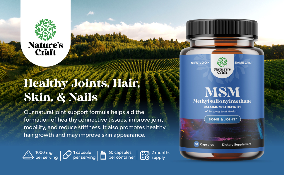 Pure MSM Supplement Tablets Joint Support for Increased