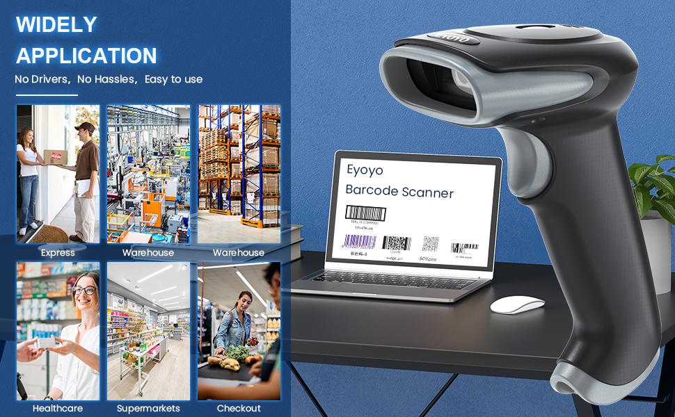 Eyoyo Wireless Barcode Scanner With Stand, 3in1 Barcode Scanner