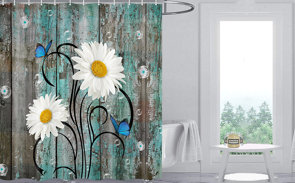 Romantic Angels Rustic Farmhouse Shower Curtain for