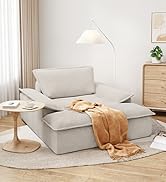 LIKIMIO 59" Oversized Chaise Lounge Chair Indoor, Corduroy Upholstered Sofa Bed, Sleeper Couch Re...