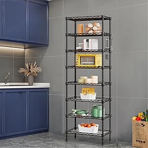 キッチンラック Amazon｜メタルラック 8段 可変棚 高さ調節可 幅59*奥行34*182cm