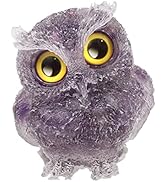 Rockcloud Resin Amethyst Crystal Owl Statue Pocket Stone, Handmade Orgone Owl Animal Figurine for...