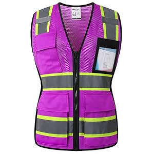 Kazsaifo Safety Vest for Women,8 Pockets High Visibility