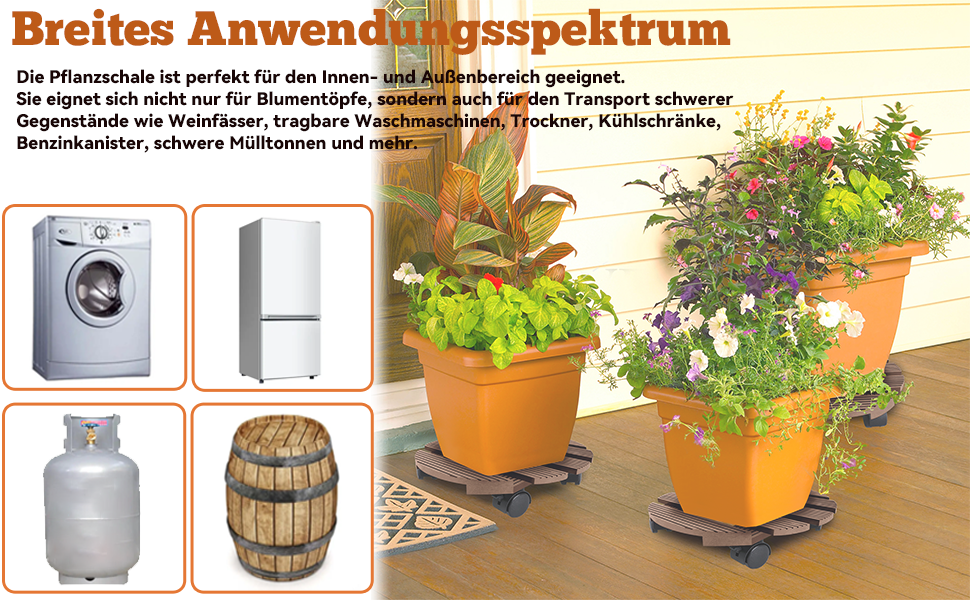 Froadp WPC Pflanzenroller 2erPack Blumenroller Rollbrett mit 360