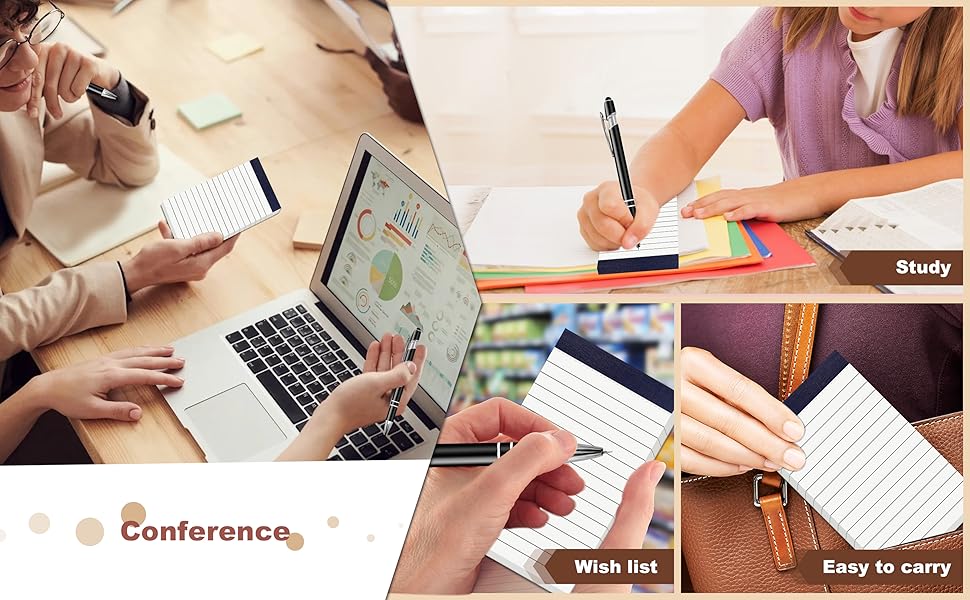 6 Pack Notepads Small 3x5 Inch Note Pad Refills with Pen Lined Writing