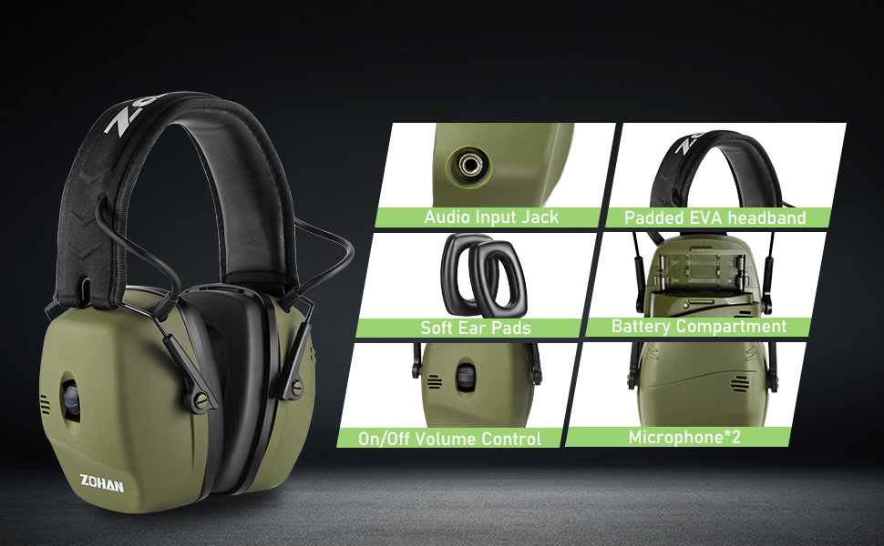 ZOHAN EM056 Electronic Shooting Ear Protection Earmuff