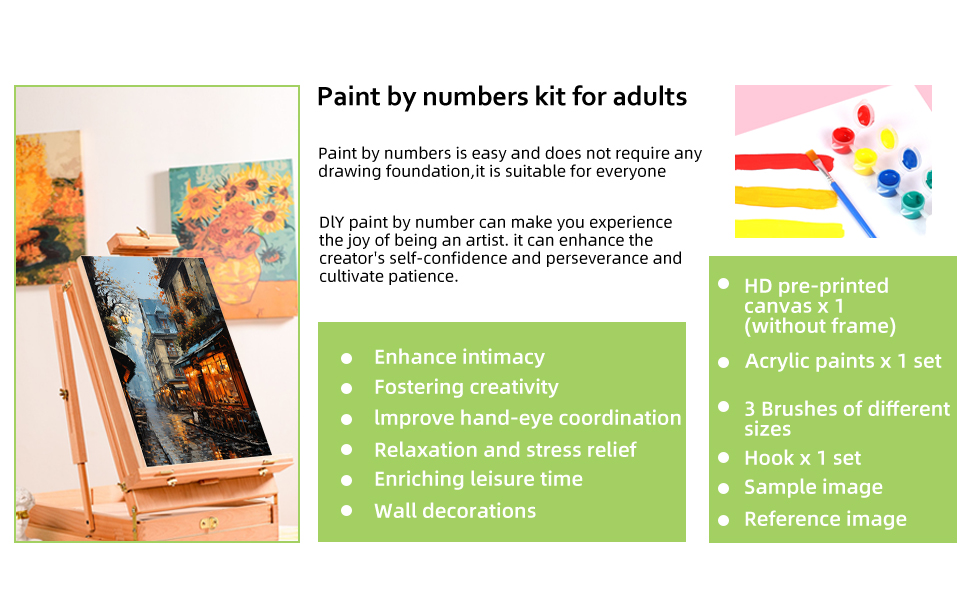 Reivworl Street Paint by Numbers Kit for Adults, Street Adults Paint by Number Kits