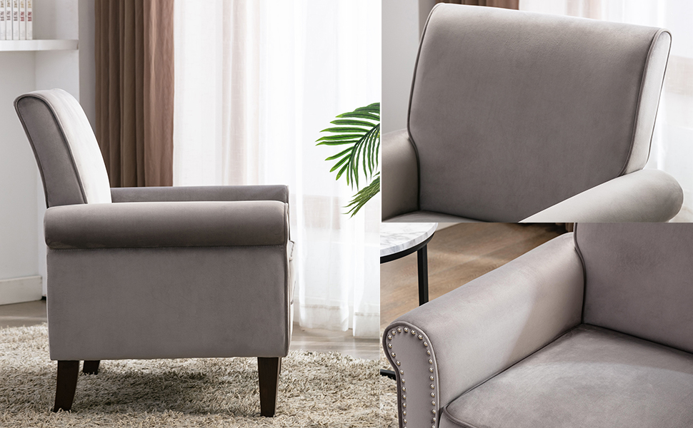 Morden Fort Accent Bedroom Chair Velvet Upholstered Armchair for Bedroom Living Room