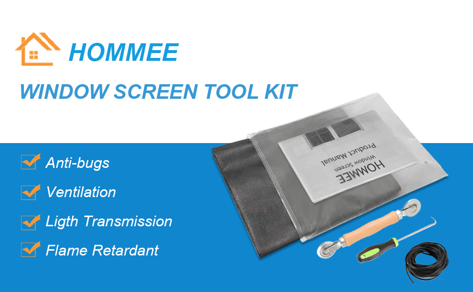 HOMMEE Windows Screen and Screen Door Repair Kit, 39'' x118