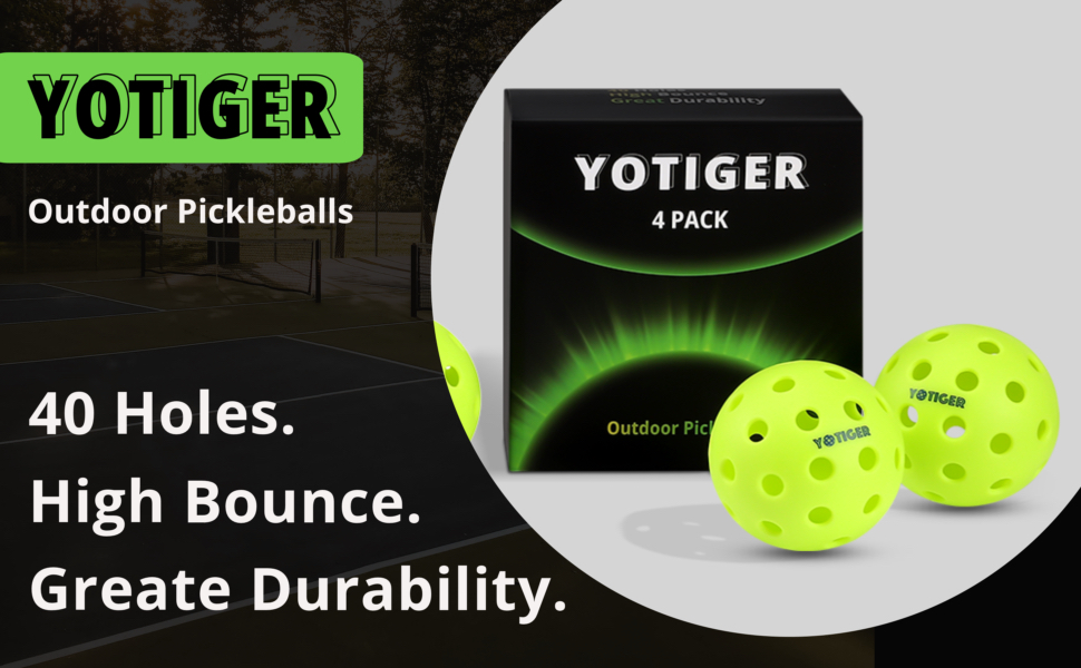 YOTIGER Pickleball Balls, 4 Pack 40 Holes Outdoor