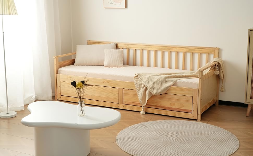 ソファベッド ディベッド 伸長式ベッド 木製 引き出し付き 収納付き2way ディベッド ソファベッド 木製 伸長式ベッド 引き出し付き 収納