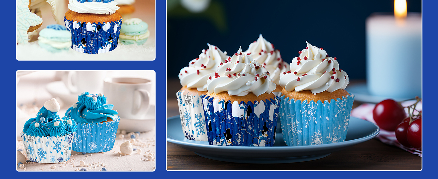 Christmas Winter Snowflake Cupcake Liners