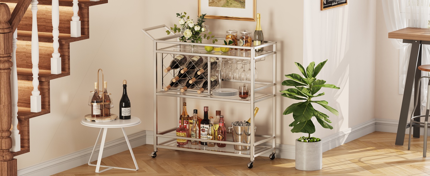 FATORRI Bar Carts for The Home with Wine Rack