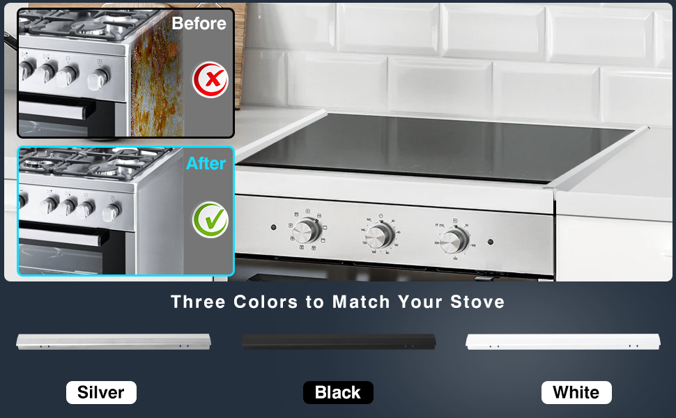 Metal Stove Gap Covers Stainless Steel White, 2pcs Counter