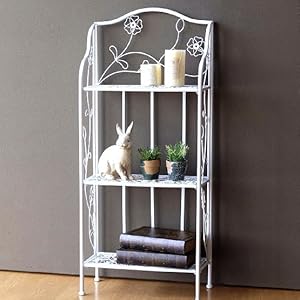 ホワイトアイアン オープンシェルフ 折りたたみ式 5段 ホワイトアイアン オープンシェルフ 折りたたみ式 5段 棚