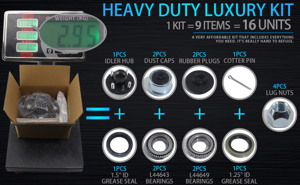 iBroPrat 1 Sets Trailer Hub Kit 4 Bolt 4, Trailer Axle Kit