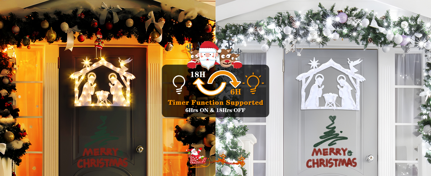 GlobaLink Nativity Scene Christmas Light Up Battery Operated with 50