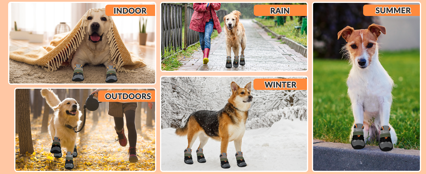 Eyein Dog Boots Paw Protector - Waterproof Dog Shoes for Rainy Winter Snowy Day, Non-Slip Dog Shoes with Reflective Strip for Injured Paws, Dog Walking Boots for Small Medium Large Dogs(2pcs 18 Dog Boots