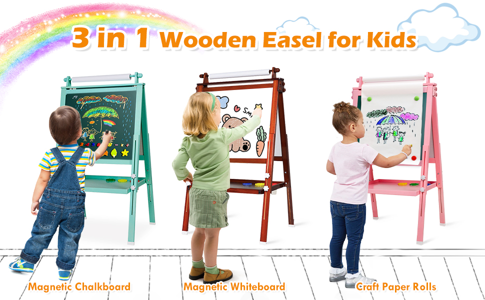 Yosamy Easel for Kids DoubleSided Wooden Art Easel