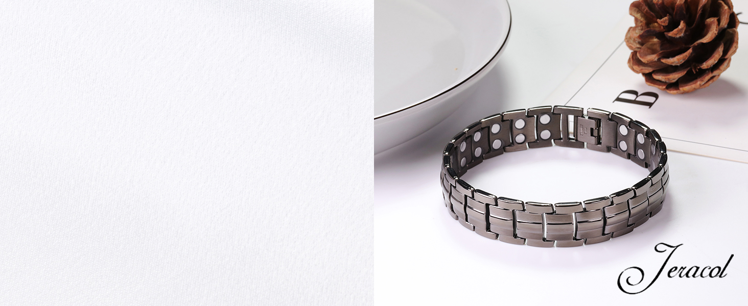 Jeracol Men Bracelet and Copper Ring,Double Row Ultra