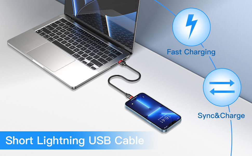 Short Lightning Cable 1FT, 3Pack iPhone Charger Cable 12 inch Fast