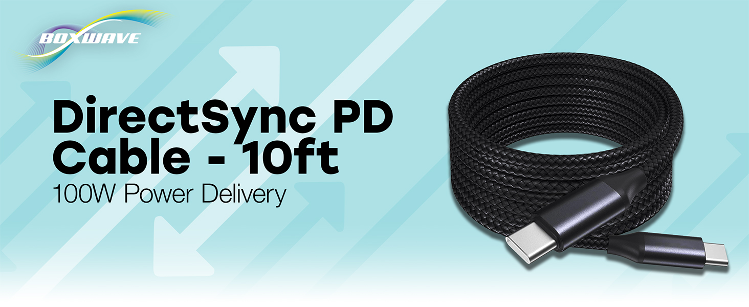 BoxWave DirectSync PD Cable - 10ft - 100W Power Delivery