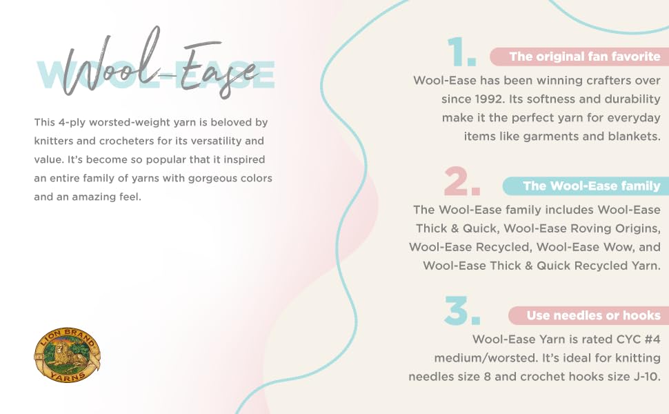 Information about Lion Brand wool yarn.