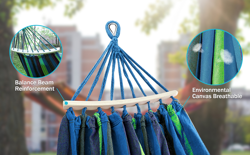 MOSFiATA 275x155cm Hammock with Spreader Bars, Camping Hammock Outdoor