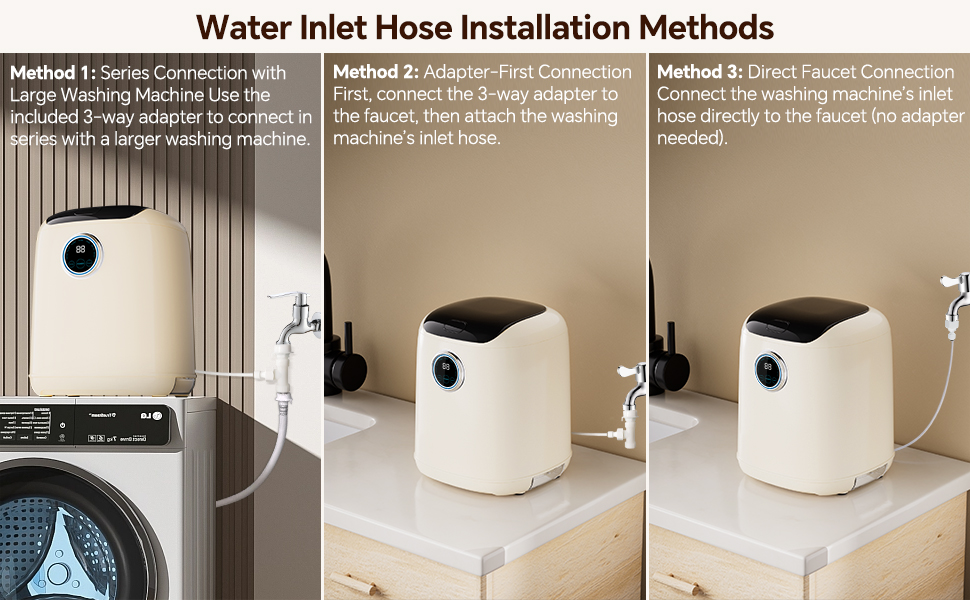 AHERO Fully Automatic Mini Washing Machine with Heated Wash, Spin Dry & Thermal Drying - 7L (1kg Capacity) Portable for Underwear, Socks, Baby Clothes 24 install