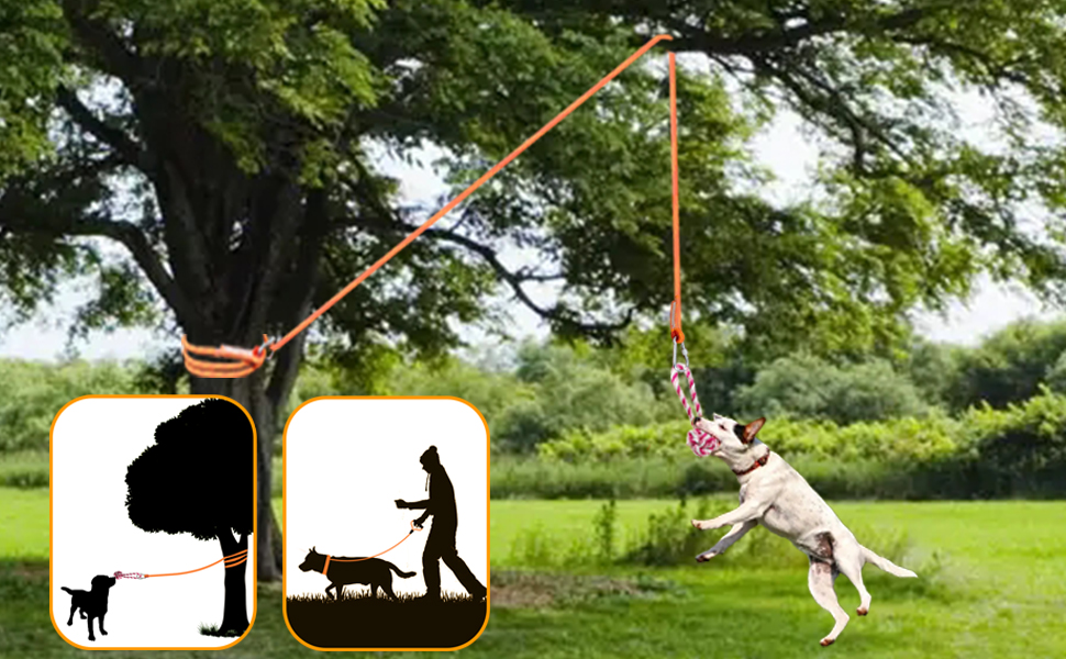 Dog Runner for Yard,Dog Tie Out Cable,Dog Zipline for
