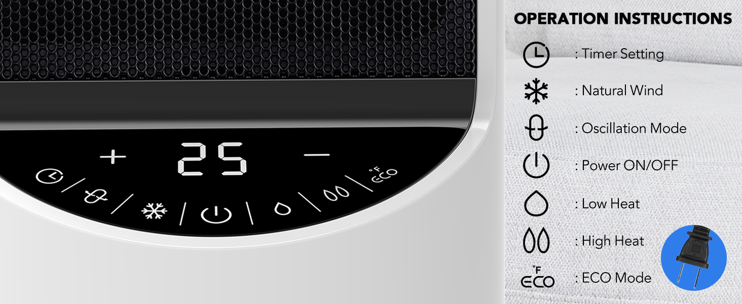 INKBIRDPLUS Space Heater for Indoor Use, 1500W Portable Electric Heater