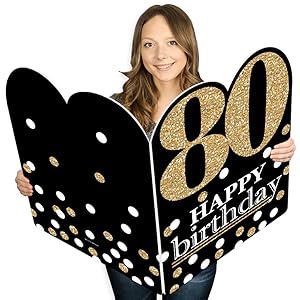Amazon.com: Big Dot of Happiness Adult 80th Birthday - Gold