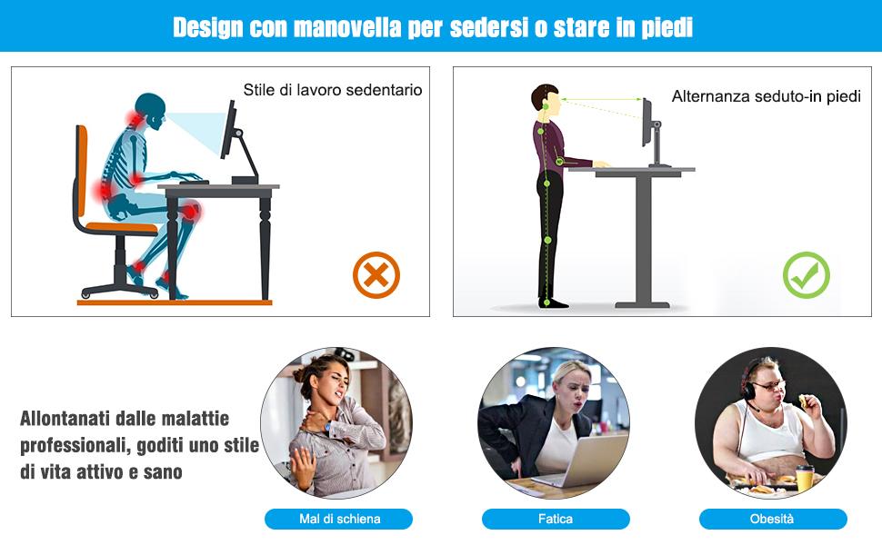 COSTWAY Scrivania Regolabile In Altezza, Scrivania Per Computer Laptop, Con Manovella, Scrivania Moderna In Acciaio E Legno, Con 2 Ripiani, Nero 15 1