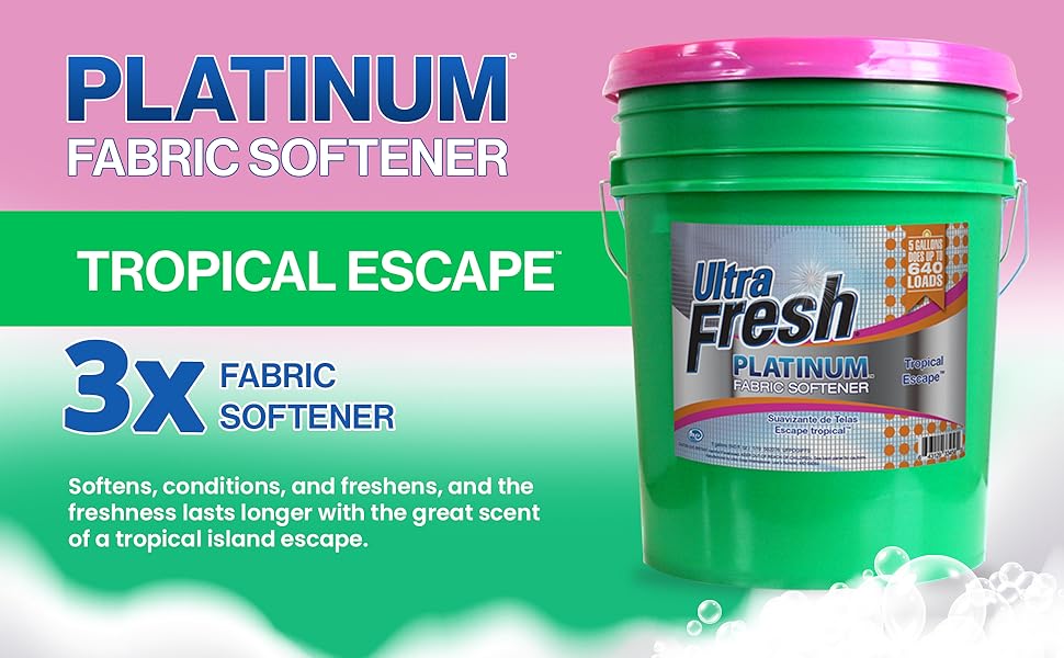 ULTRA FRESH Platinum Tropical Escape Fabric Softener 5 Gallons 3X