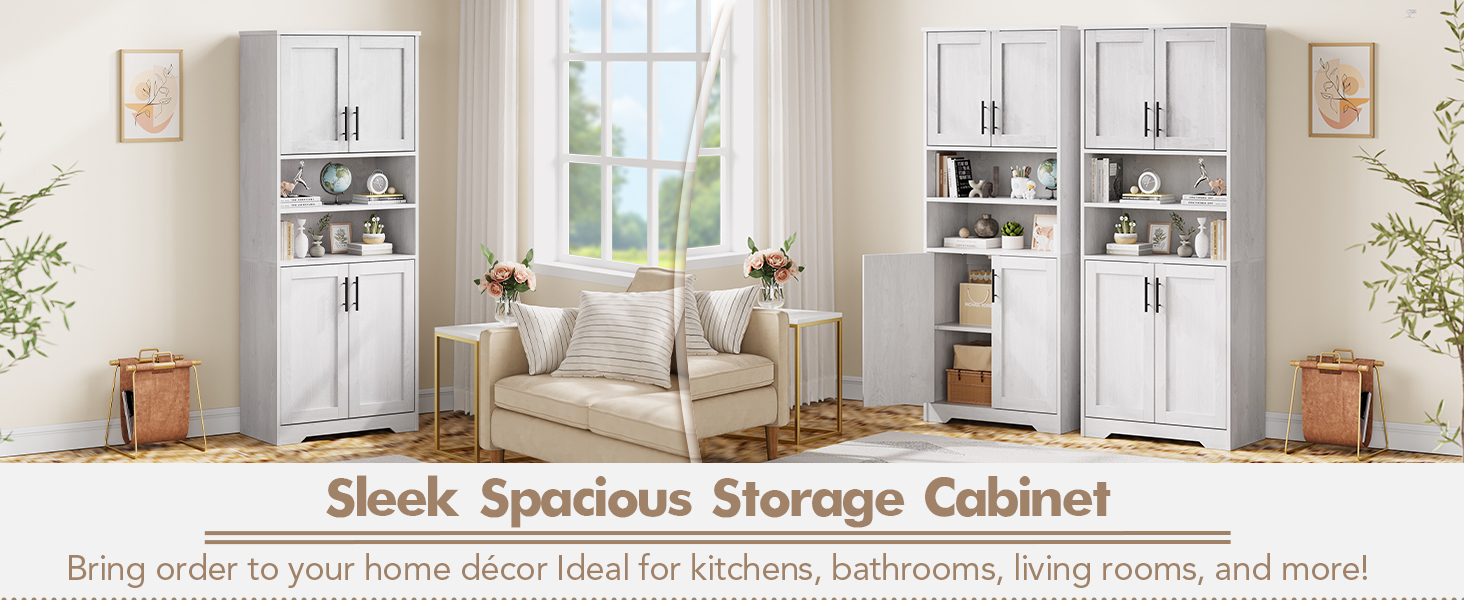 white tall bathroom cabinet