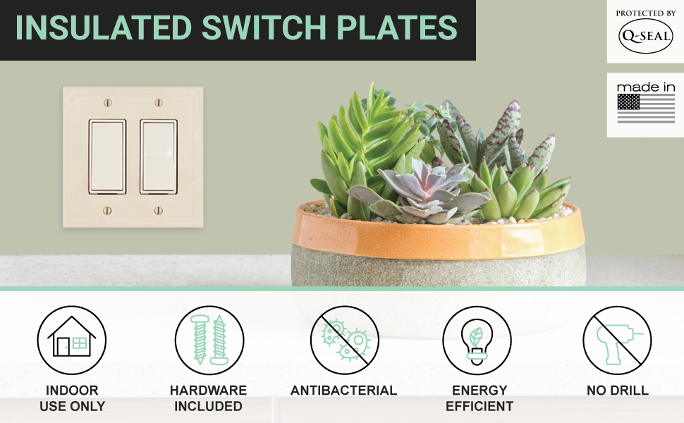 Questech Insulated Triple Rocker White Light Switch Cover Decorative