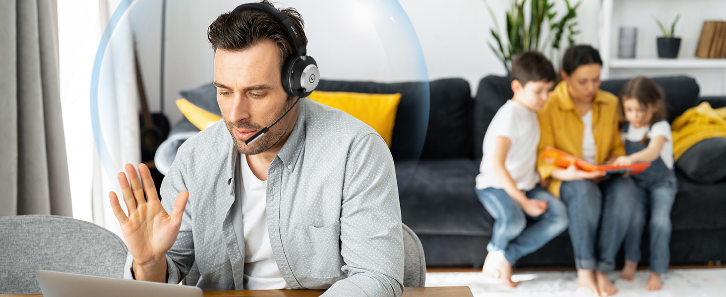 Wireless Headset with Mic for Work
