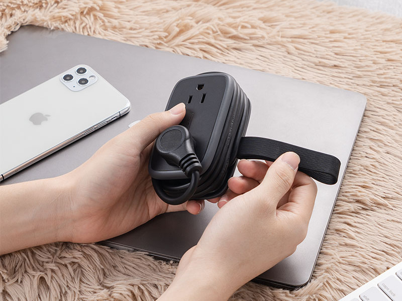 Travel Power Strip with USB C Port, NTONPOWER Flat Plug