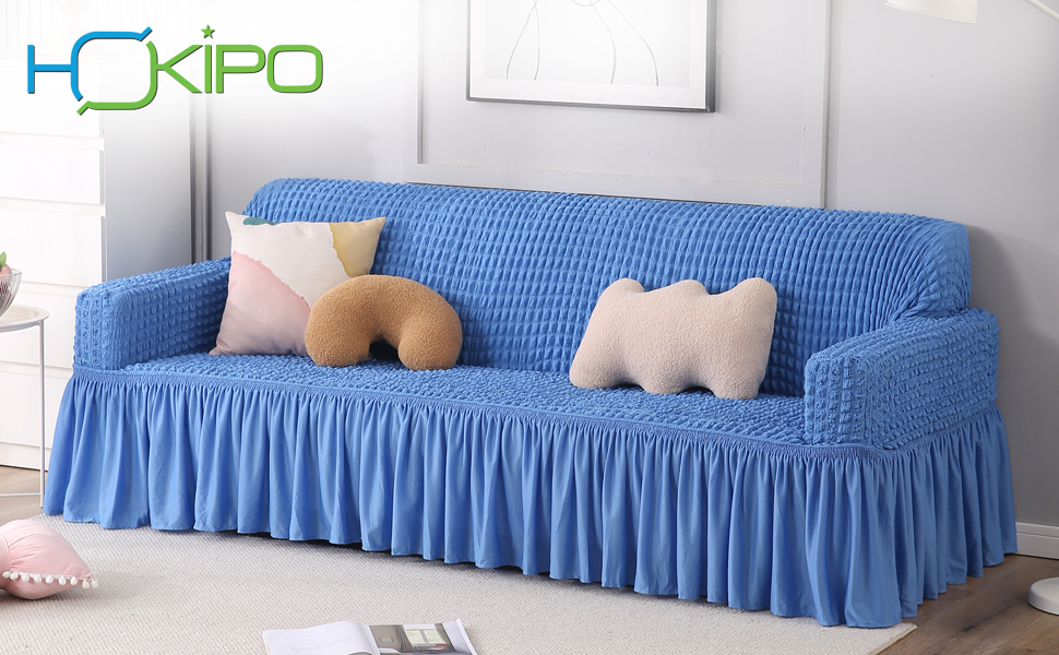 HOKIPO Elastic 3 Seater Sofa Cover Stretchable Slipcover With Skirt (Ar