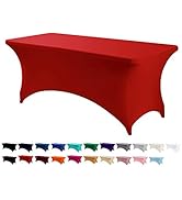Peomeise 6FT Spandex Table Cover Rectangular Stretch Spandex Tablecloth (Red,6FT)