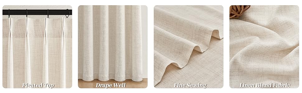 PleatedDrapes Semi Sheer Curtains A+
