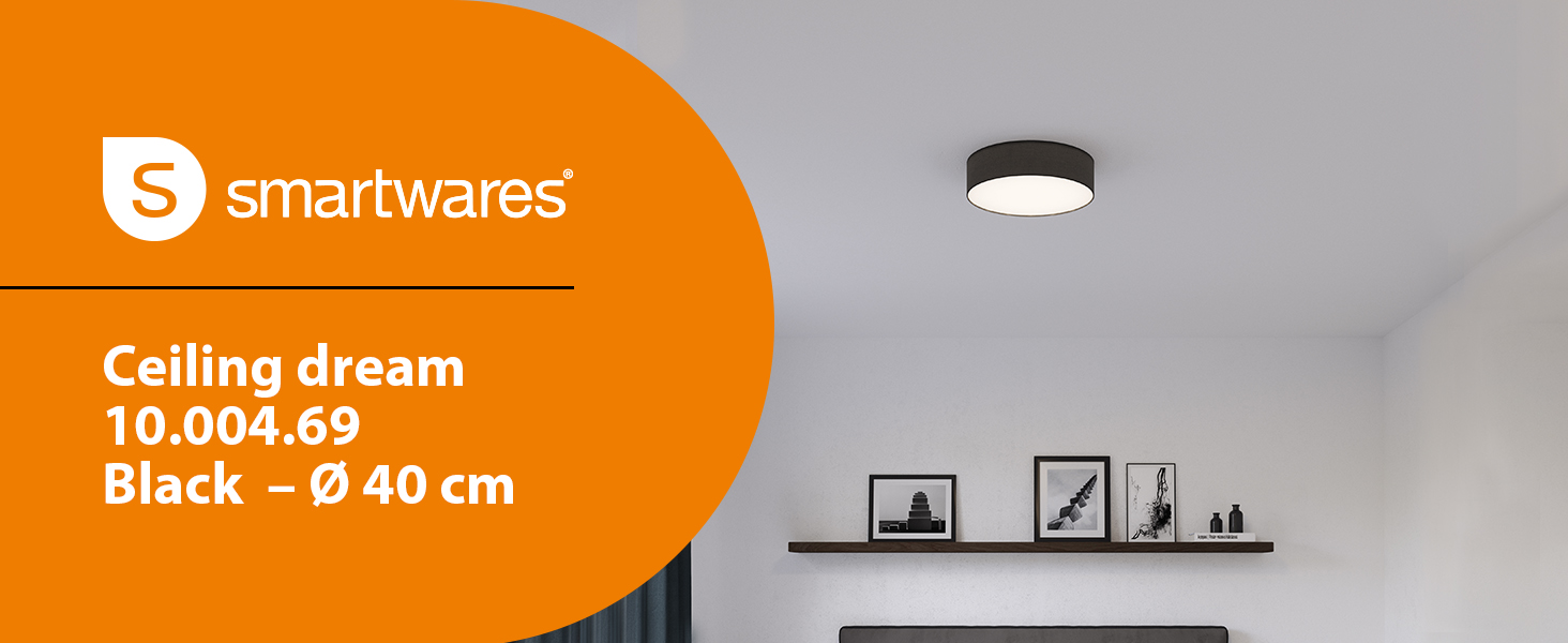 Smartwares Ceiling Light, Black, 40 cm, 3 x E14 Bulb Fittings, Suitable