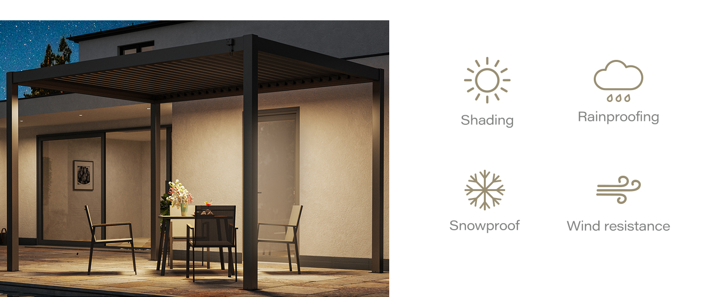 LAUSAINT HOME Outdoor Louvered Pergola 10'x13' with Gutter