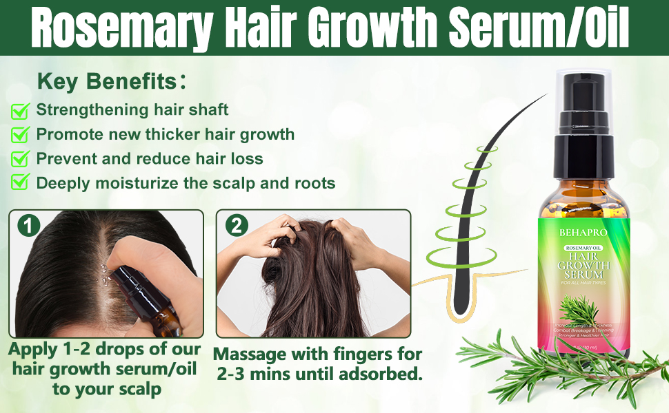 Rosemary Oil for Hair Growth w/Hair Growth Serum,Heat Protectant Spray,Argan Castor Diluted