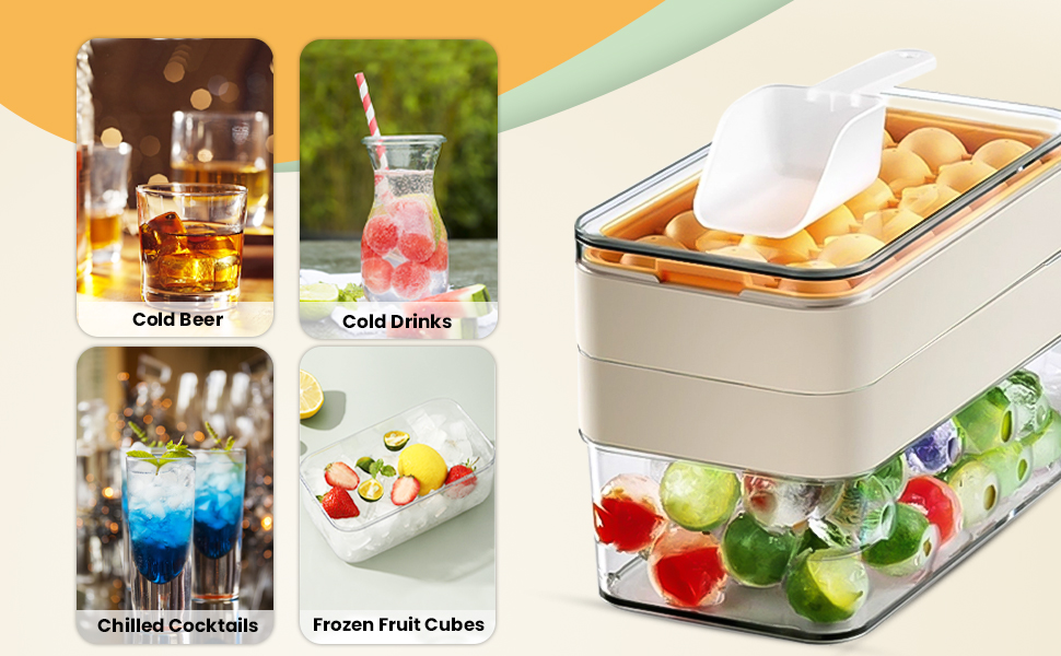 FILTA Ice Cube Trays with Lid and Storage Bin for Freezer