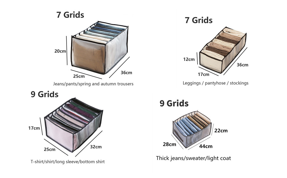 Puimentiua Clothes Drawer Organizer Jeans Storage Box Large Size Grids
